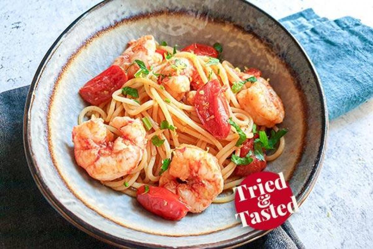 Espaguetis con langostinos