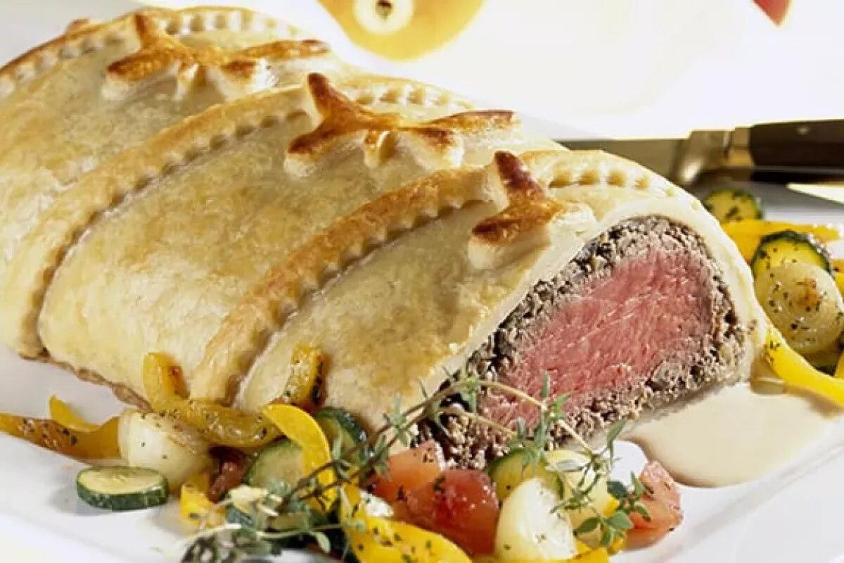 Solomillo Wellington con verduras variadas (sin gluten)