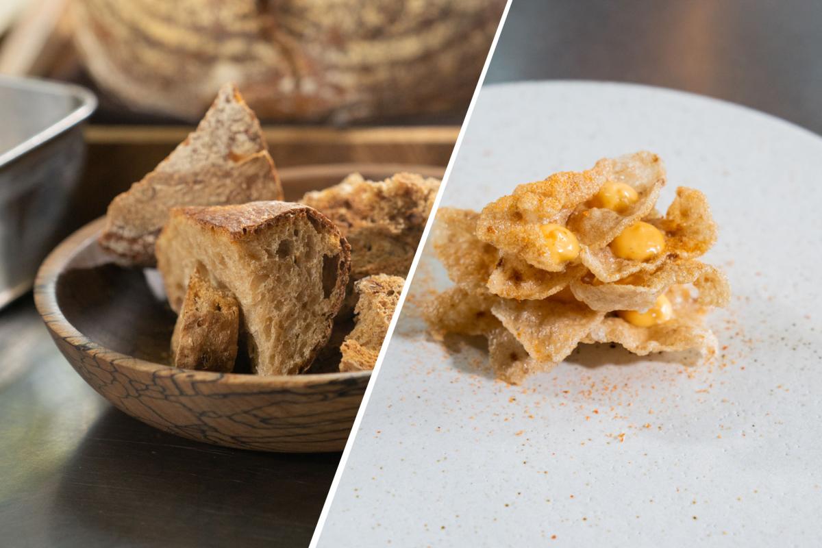 Pan duro con taramasalata de huevas de vieira